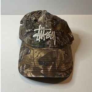 Stussy New Era 9TWENTY Real Tree Camo Strapback Hat Stock Logo Brown Green Rare